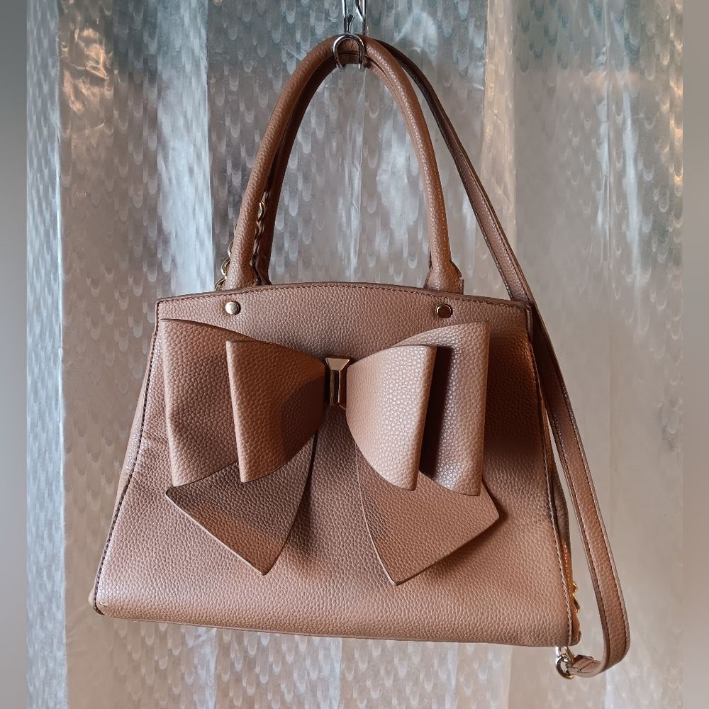 Like Dreams Brown Shoulder Bag with Bow Detail and Structured Shape